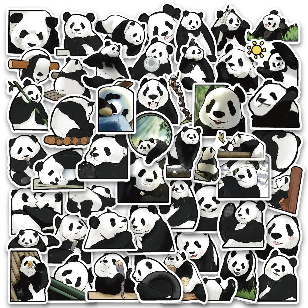 Kawaii Panda Stickers Pack - Cute Animal Decals for Luggage, Laptop, Phone, Guitar, Car, Bike, Skateboard (ONLINE ORDER ONLY)