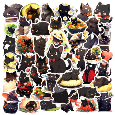 10/30/50pcs Cute Cartoon Black Cat Stickers Decals Laptop Motorcycle Phone Car Diary Luggage Decoration Sticker for Kids Toys (ONLINE ORDER ONLY)