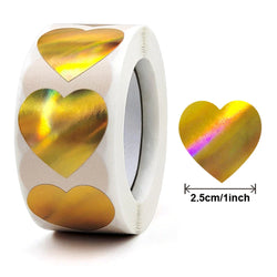 500pcs/roll Gold Holographic Glitter Sealing Label Round Laser Sticker Party Handmade Envelope Business Label Stationary Sticker (ONLINE ORDER ONLY)