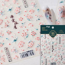 Chic Begonia Flower Miss-grass Pink Gradient Cherry-apple Tree Leaves Peach Blossom Adhesive Nail Art Spring Nail Stickers Decal (ONLINE ORDER ONLY)