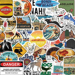 Australia Landscape Stickers: Funny Animal Cartoon Decals for Notebook, Skateboard, Phone, Bike (10/30/50pcs) (ONLINE ORDER ONLY)
