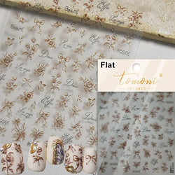 Charming Golden Gradient Shiny Rhinestone Jelly Butterfly Flower Petal Bowknot 3D Self Adhesive Nail Art Sticker Manicure Decals (ONLINE ORDER ONLY)