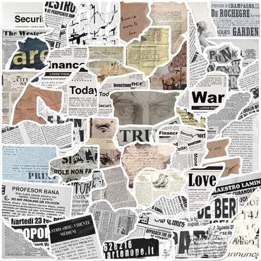10/30/52PCS Vintage Newspaper PVC Sticker Aesthetic Children's Korean Stationery School Supplies DIY Decoration Scrapbooking (ONLINE ORDER ONLY)