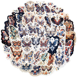 50pcs Retro Cartoon Butterfly Aesthetic Stickers Vinyl Laptop Decals For Luggage Water Bottle Notebook Phone Waterproof Graffiti (ONLINE ORDER ONLY)