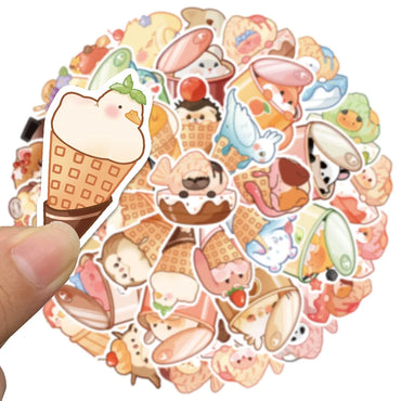 10/30/50PCS kawaii Animal Food Cute Sticker DIY Hand Account Notebook Phone Suitcase Fridge Guitar Kids Toy Funny Cartoon Decals (Online Order Only)
