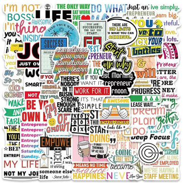 10/50PCS inspirational Famous Entrepreneur Quotes Graffiti Stickers Aesthetic Decals for Scrapbooking Laptop Waterproof Sticker (Online Order Only)