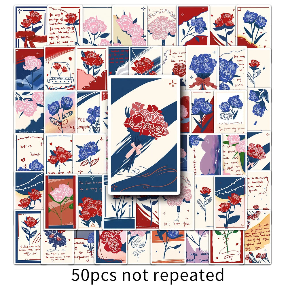 50Pcs Cute Flower Bookmark Waterproof Vinyl Stickers (Online Order Only)