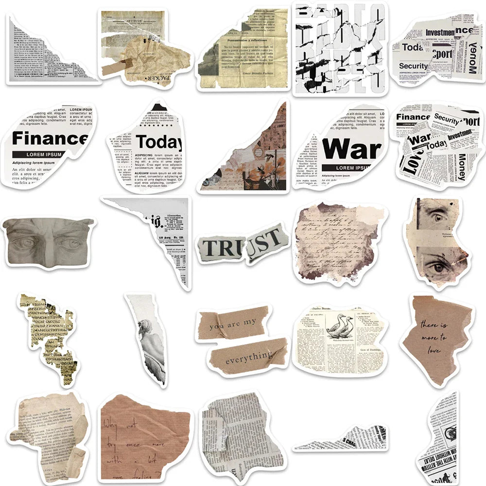 10/30/52PCS Vintage Fragment Graffiti Stickers Retro Decals DIY Phone Stationary Notebook Suitcase Guitar Bike Kids Sticker Toys (ONLINE ORDER ONLY)