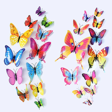 3D Butterfly Wall Stickers Set - 12 Pcs, Mixed Colors, Home Decor, Fridge Magnets, Wedding Decoration (ONLINE ORDER ONLY)