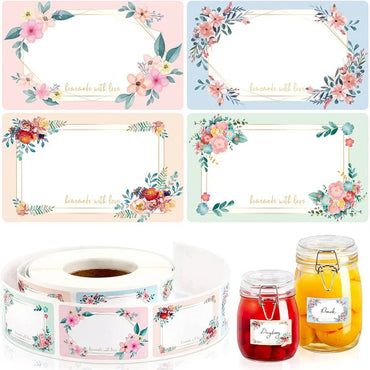 250pcs 3*5CM Flowers Name Labels Kitchen Blank Handwritten Date Stickers Refrigerator Freezer Food Storage Small Business (ONLINE ORDER ONLY)