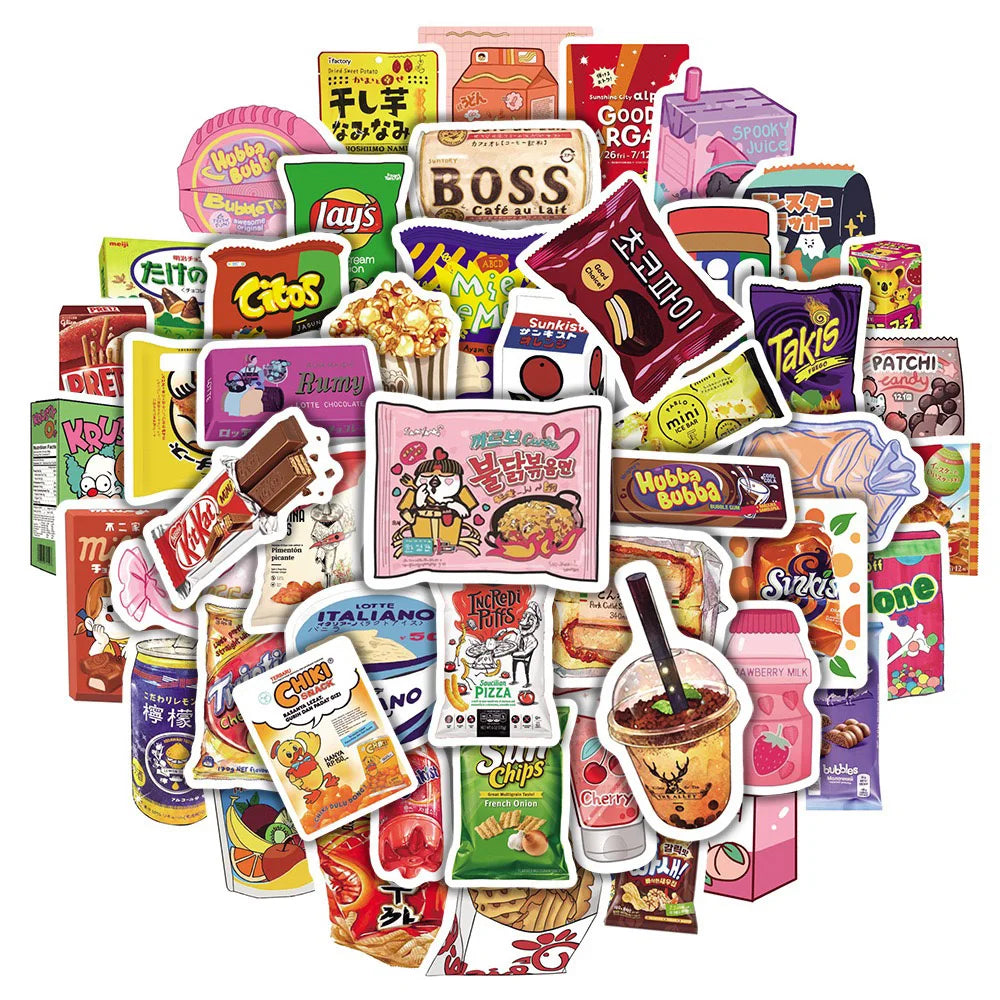 Snack Noodles Drink Chips Stickers DIY Laptop Luggage Skateboard Decals (ONLINE ORDER ONLY)