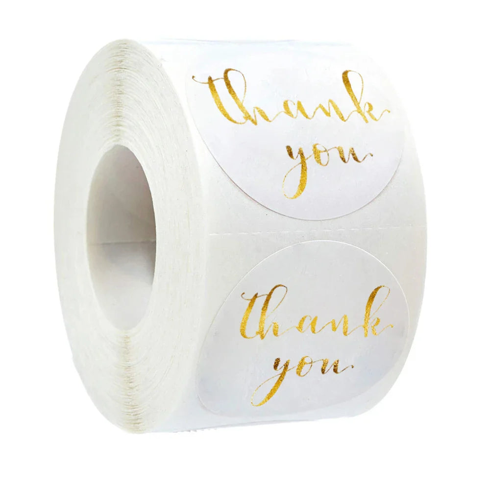 500pcs/roll Round Brown labels Thank You Kraft Stickers 1 inch Wedding Pretty Gift Envelope Sealing Label Stickers Stationery (ONLINE ORDER ONLY)