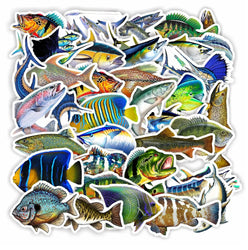 Cartoon Fish Stickers 10/30/50Pcs for Suitcase, Skateboard, Laptop, Luggage, Fridge, Phone, Car (ONLINE ORDER ONLY)