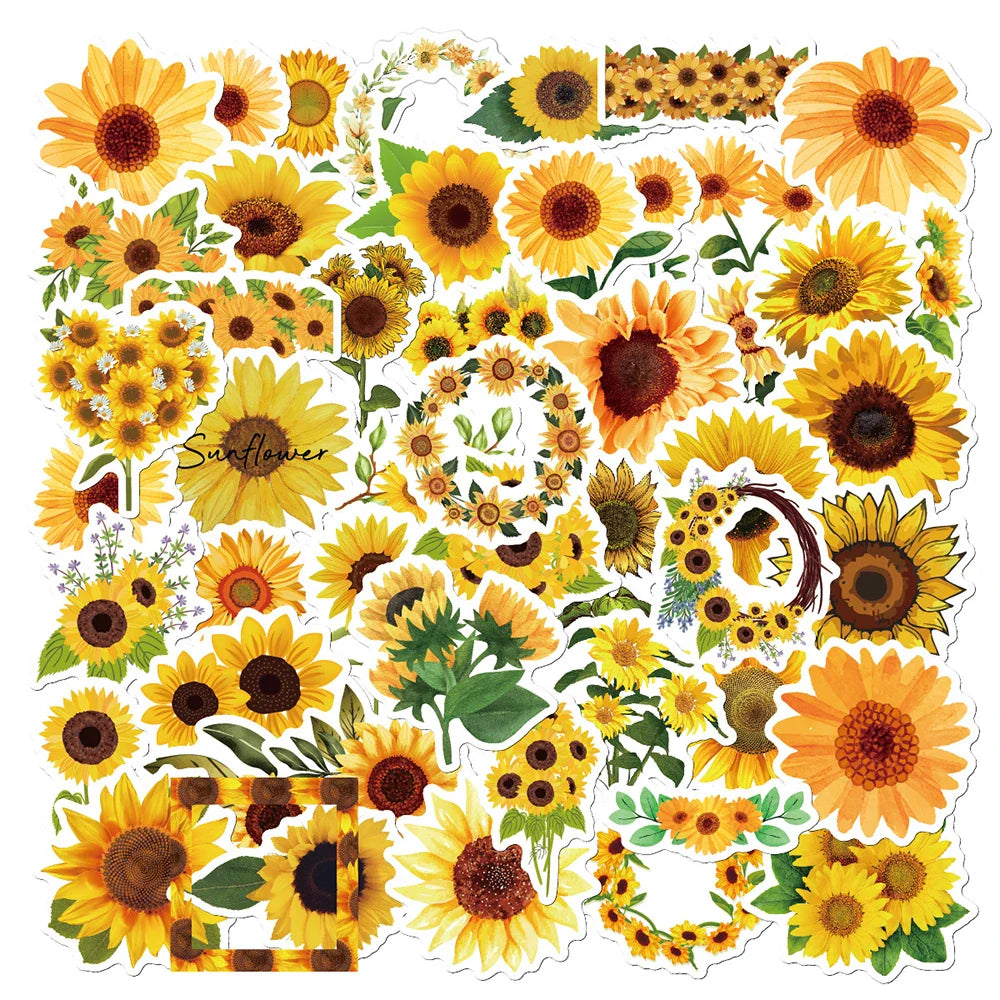 Sunflower Cartoon Stickers Pack for Laptop, Luggage, Scrapbook, Phone, Guitar, Kids (ONLINE ORDER ONLY)