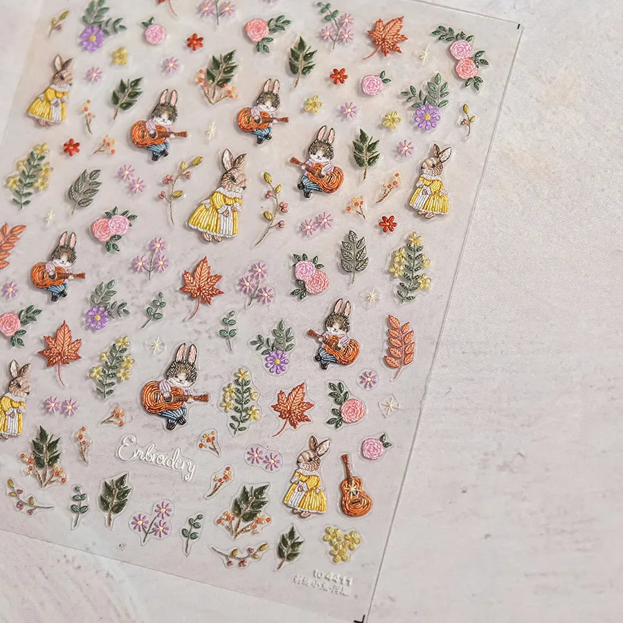Autumn Fall Sunflower Rabbit Leaves Crane Rose Sun Mountain Hill Produce Good Harvests Cookie Nail Art Sticker Decoration Decals (ONLINE ORDER ONLY)