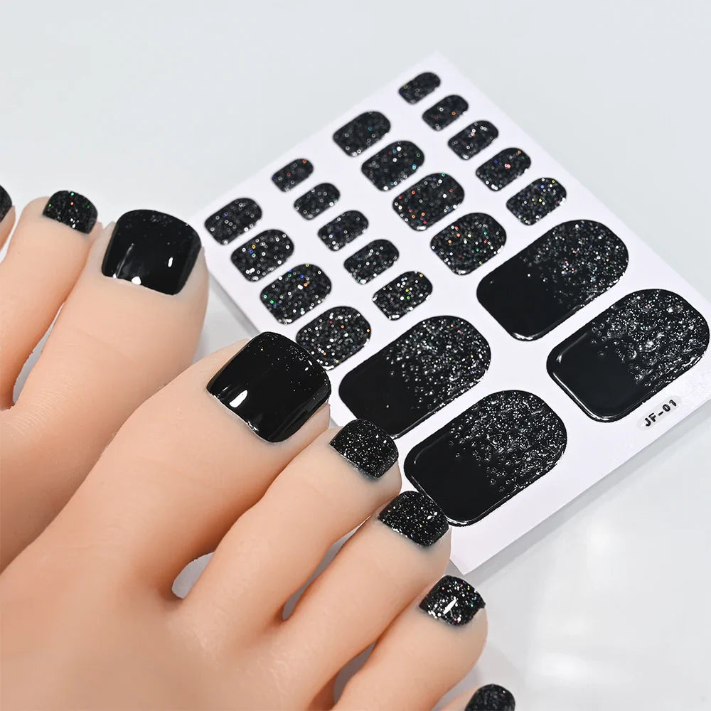 110Tips 3D Full Cover Gradient Toenail Stickers Multi Color Self Adhesive Slider No Need UV Lamp Cured Press On Toe Nail Decals* (ONLINE ORDER ONLY)