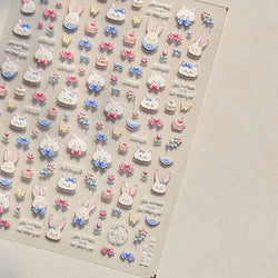 Bunny Love Heart Rabbit Nurse Cut Wound Bowknot Pill Flower Medicine Treatment Self Adhesive Nail Art Stickers Manicure Decals (ONLINE ORDER ONLY)