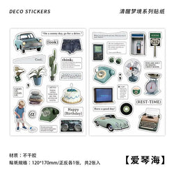 2Pc Ins Cute Retro Sticker Planner Collage Scrapbook DIY Material Decoration Stickers Personalized Art Supplies Stationery (ONLINE ORDER ONLY)