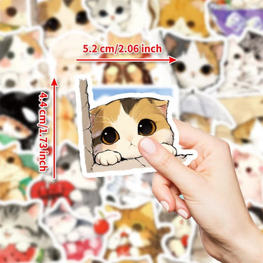 10/30/50PCS Kawaii Anime Cat Colorful PVC Sticker Aesthetic Children's Stationery DIY Decoration Scrapbooking School Supplies (Online Order Only)