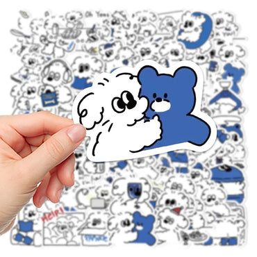 10/30/65PCS Kawaii Naughty Puppy Dog Stickers Graffiti DIY Luggage Phone Fridge Laptop Wall Decals PVC Waterproof Classic Toys (ONLINE ORDER ONLY)