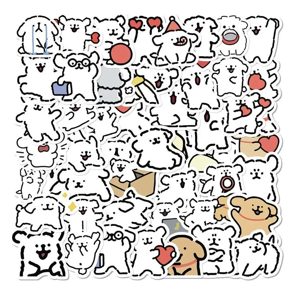 10/50/100PCS Cartoon Cute Line Dog In The Book Stickers DIY Toy Laptop Luggage Skateboard Suitcase Guitar Graffiti Decal Sticker (ONLINE ORDER ONLY)