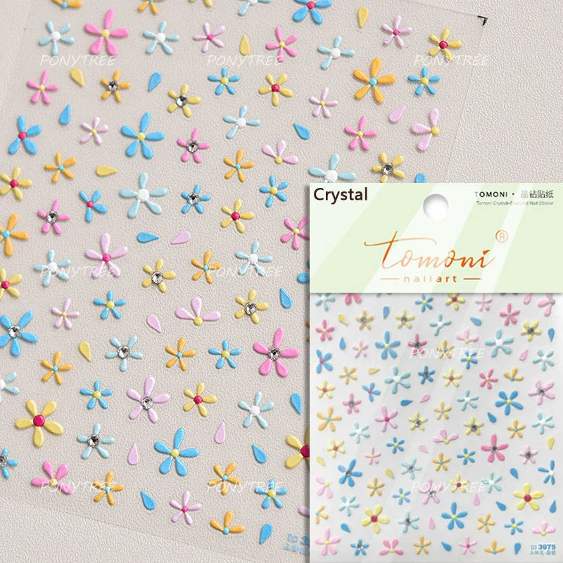 Colourful Daisy Cosmos Hot Stamping Petal Delicate and Pretty Plant Self Adhesive Nail Art Decoration Stickers Manicure Decals (ONLINE ORDER ONLY)