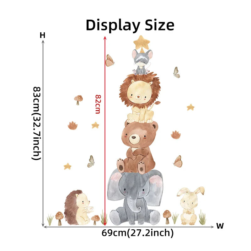 Watercolor Cartoon Animals Wall Stickers (ONLINE ORDER ONLY)