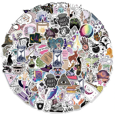 10/30/50/100pcs Boho Witchy Apothecary Stickers Witch Tarot Goth Decals Laptop Luggage Phone Waterproof Toy Sticker for Kid Girl (ONLINE ORDER ONLY)