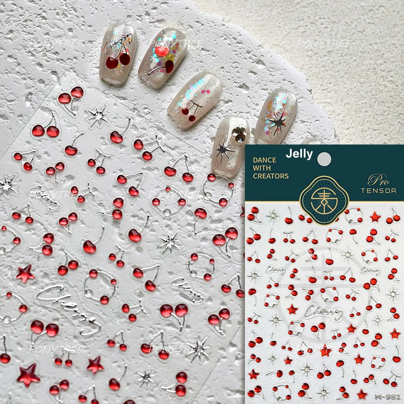 Carambola Grape Honey Peach Cherry Pineapple Pineapple Orange Apple Lemon Bromeliad Fruit Jelly Nail Art Sticker Manicure Decals (ONLINE ORDER ONLY)