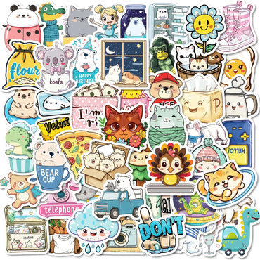 50Pcs Cute Animal Graffiti Stickers for Helmet, Wall, DIY Decor (ONLINE ORDER ONLY)