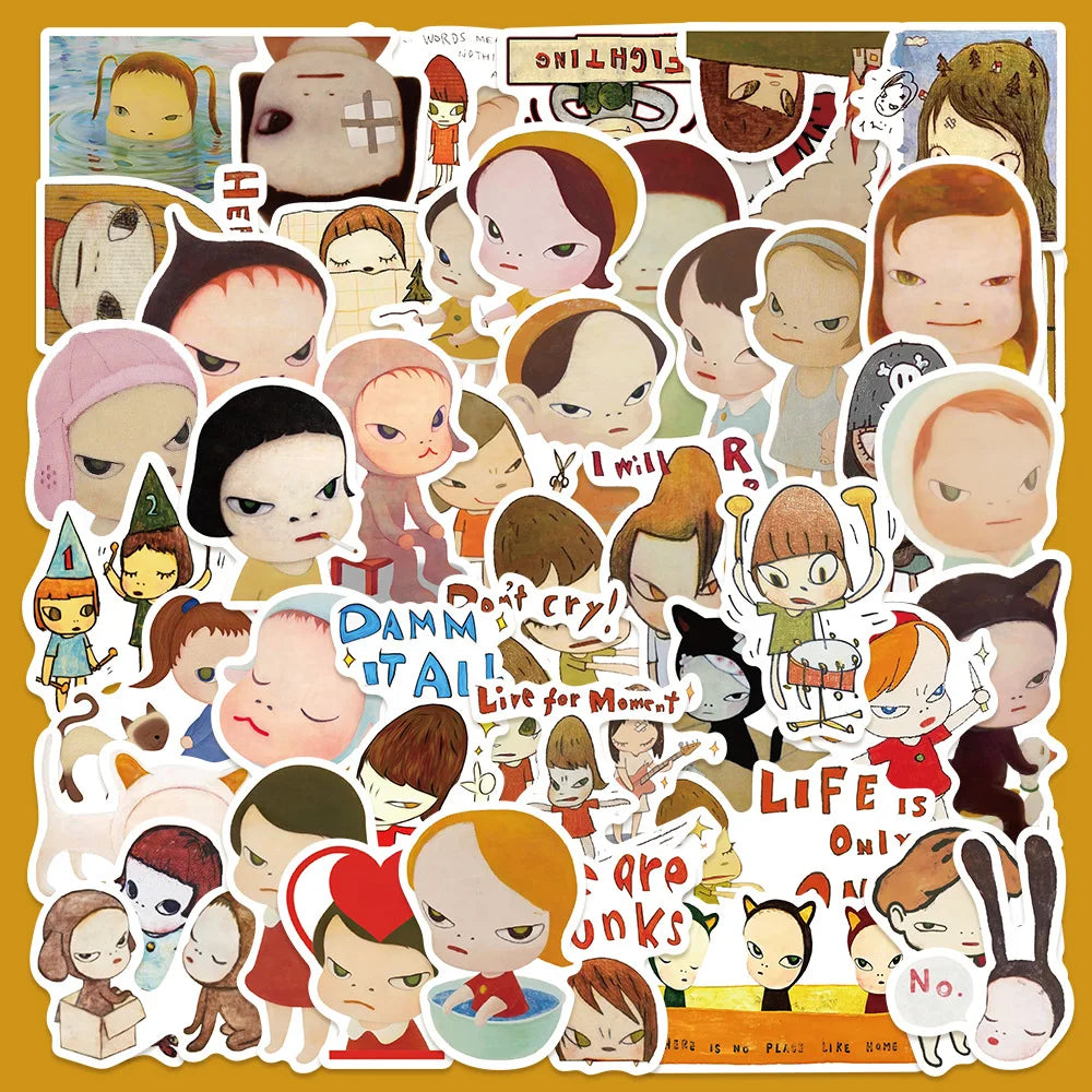 50pcs Cute Cartoon Nara Meizhi Graffiti Stickers for Helmet, Desktop, Wall Decoration, DIY (Online Order Only)