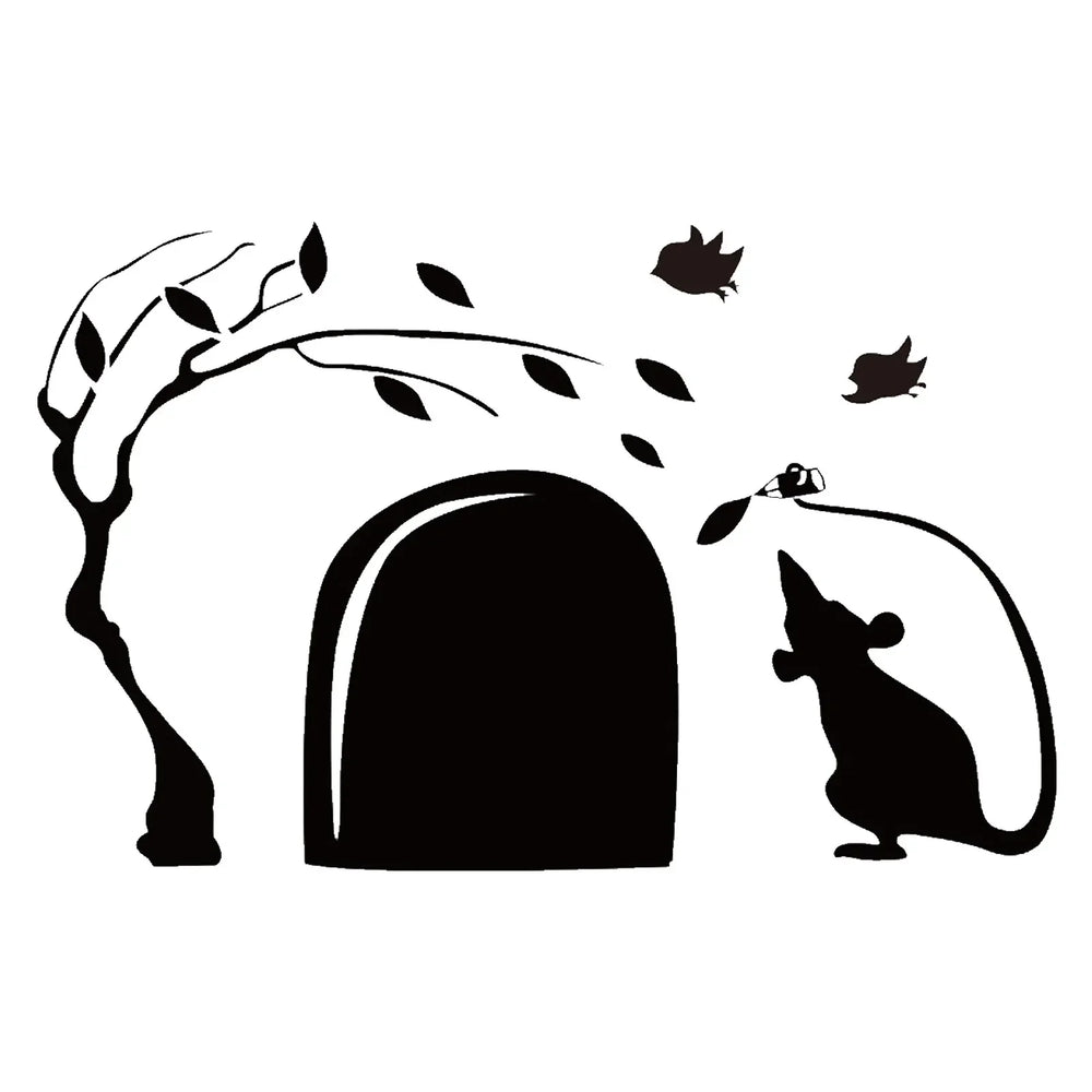 Funny Mouse Hole Wall Stickers Living Room Decor Waterproof Pvc Home Decoration Art Refrigerator Decals Creative Diy Decor (ONLINE ORDER ONLY)