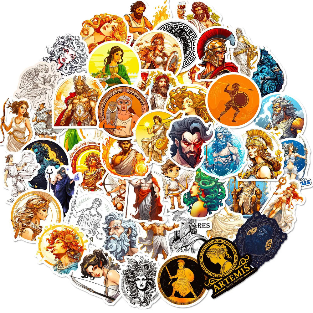 10/50/100pcs Cool Ancient Greek Mythology Stickers Stationery Notebook Water Bottle Laptop Luggage Skateboard Car Sticker Toy (ONLINE ORDER ONLY)