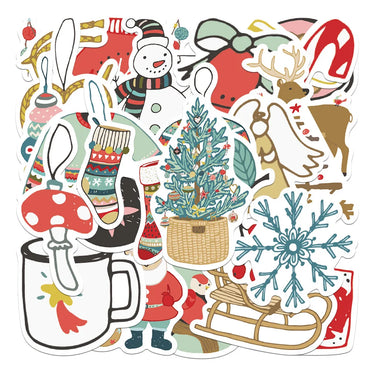 10/27PCS Cute Tree Santa Claus Stickers Merry Christmas Decoration Sticker Packs (Online Order Only)