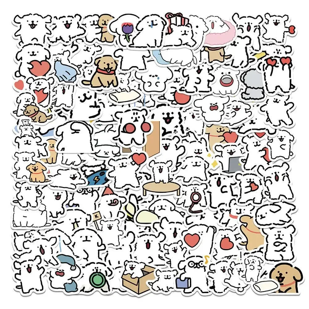 10/50/100PCS Cartoon Cute Line Dog In The Book Stickers DIY Toy Laptop Luggage Skateboard Suitcase Guitar Graffiti Decal Sticker (ONLINE ORDER ONLY)