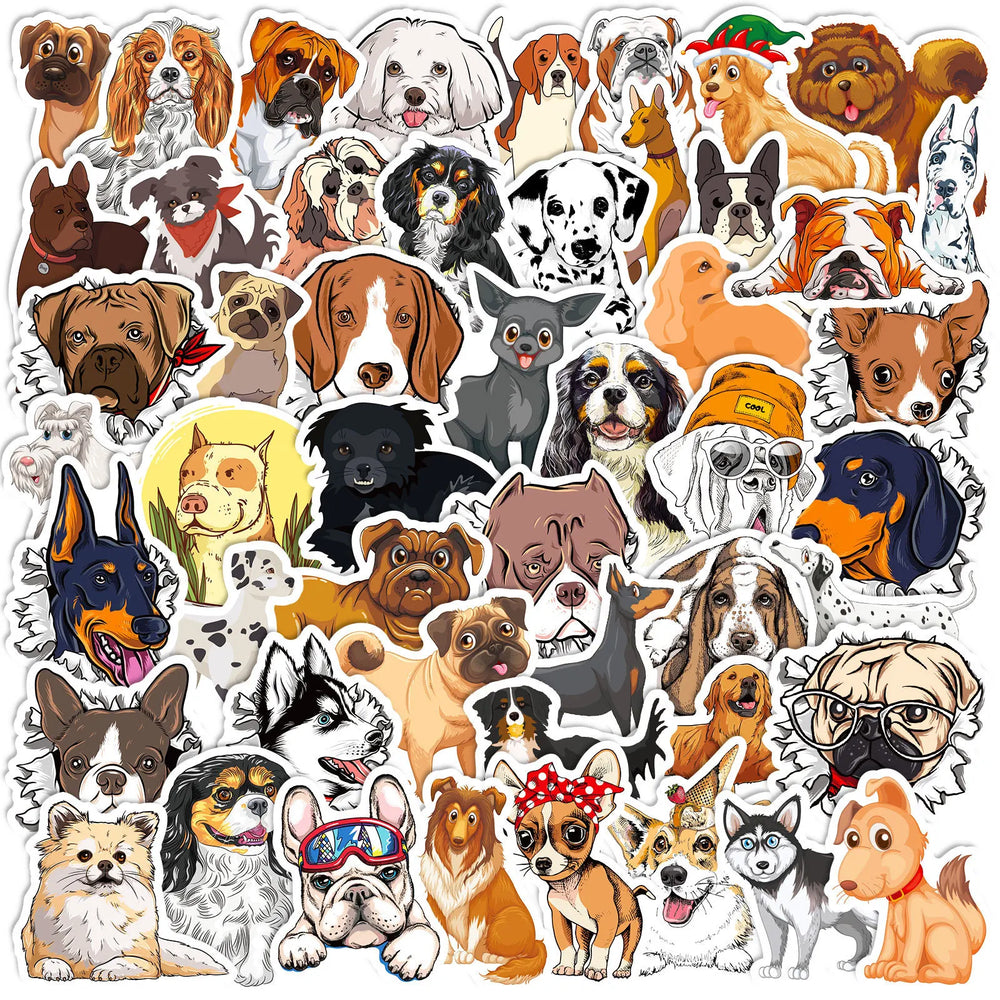 50pcs Cute Dog Breed Stickers for Helmet, Wall, DIY Decoration (Online Order Only)