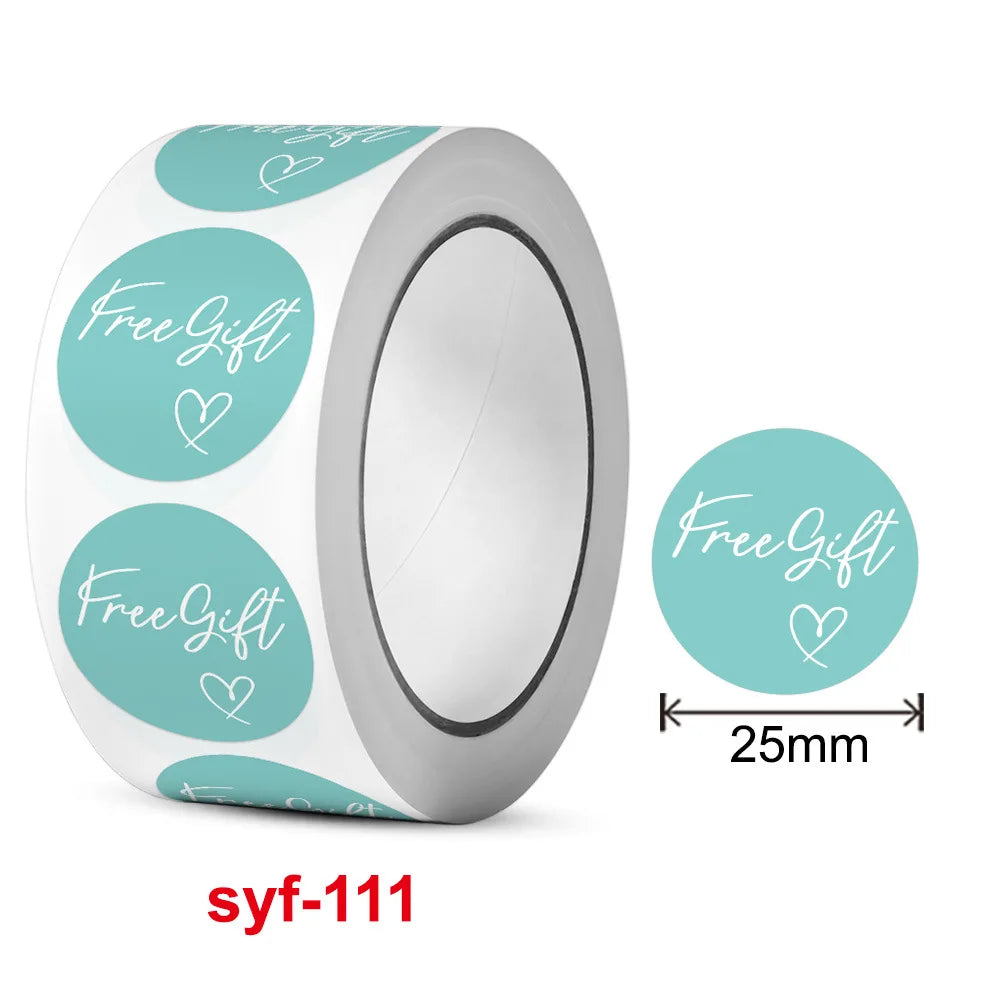 500/rolls Thank you Gift stickers Free Gift box packaging decoration Self-adhesive label Office stationery (ONLINE ORDER ONLY)