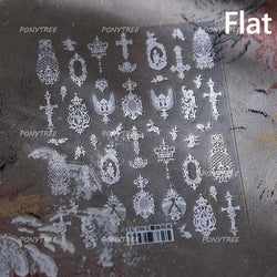 Retro White Lace Fabric Piece Bowknot English Letter Decorative Border Irregular Cloth Block Adhesive Nail Art Stickers Decals (ONLINE ORDER ONLY)