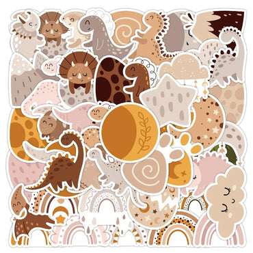Boho Dinosaur Stickers: 10/25/50pcs for Luggage, Water Bottle, Phone, Laptop, Guitar, Scrapbook (ONLINE ORDER ONLY)