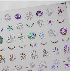 Shiny Laser Constellation Totem Pink Blue Gold Silver Shell Starfish Moon Star 3D Self Adhesive Nail Art Sticker Manicure Decals (ONLINE ORDER ONLY)