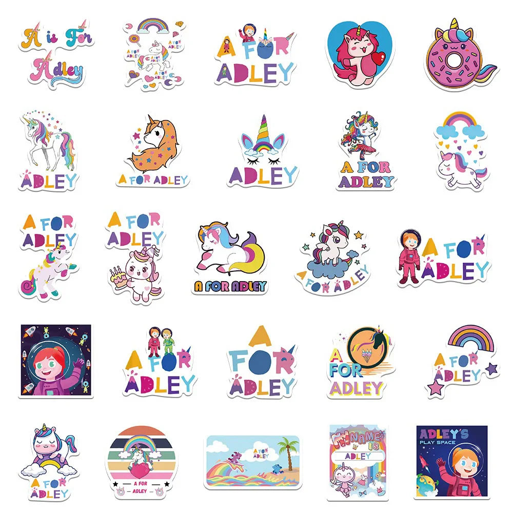 10/30/50PCS Cartoon Game Unicorn A for Adley Stickers DIY Phone Laptop Luggage Skateboard Graffiti Decals Fun for Kid Toy (ONLINE ORDER ONLY)