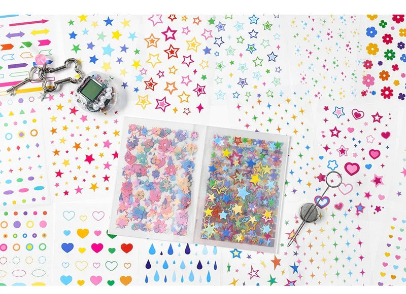 20Pages/piece Korean Ins Starlight Dot Series Decorative Stickers Phone Case Laptop DIY Idol Photocard Kawaii Journal Sticker (Online Order Only)