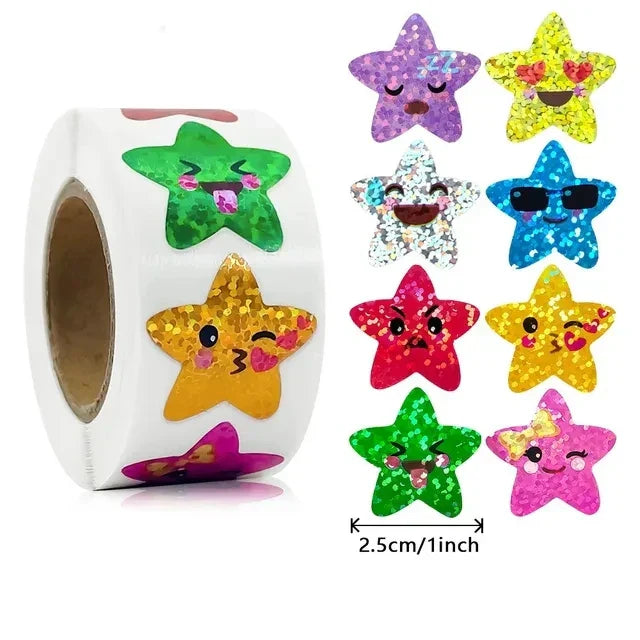 50-500pcs Colorful Star Children Sticker Birthday Wedding Gift Party Decor Seal Sticker Envelope Invitation Sticker Baking Label (ONLINE ORDER ONLY)