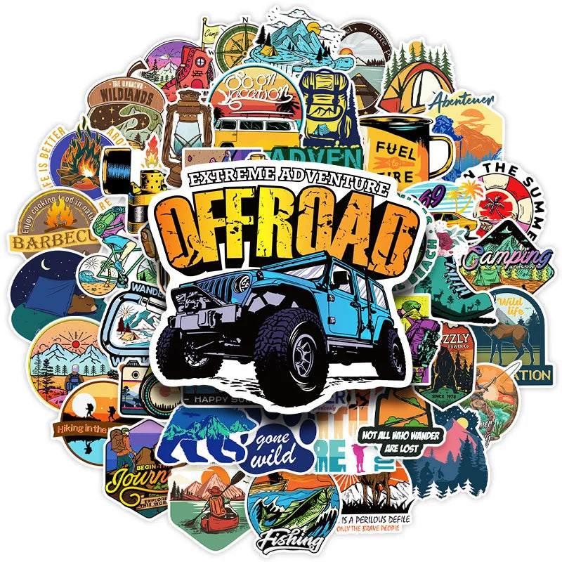 Retro Offroad Travel Stickers Outdoor Scenery Camp Car Decals Skateboard Phone Guitar Laptop (ONLINE ORDER ONLY)