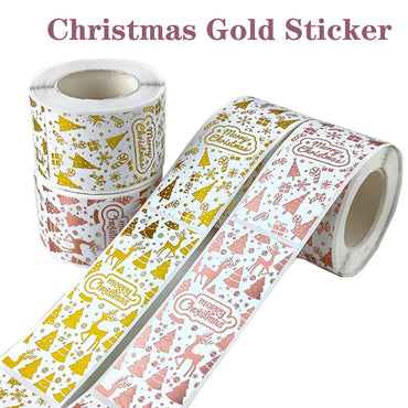 120PCS Merry Christmas Stickers Rectangle Holiday Decorative Presents Labels Decals Christmas For Business Package Gift Wrapping (Online Order Only)