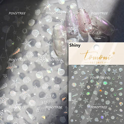 Shiny Colourful Marine Shell Starfish Ocean Elements Star Water Bubbles Star Conch Underwater Nail Art Stickers Manicure Decals (ONLINE ORDER ONLY)