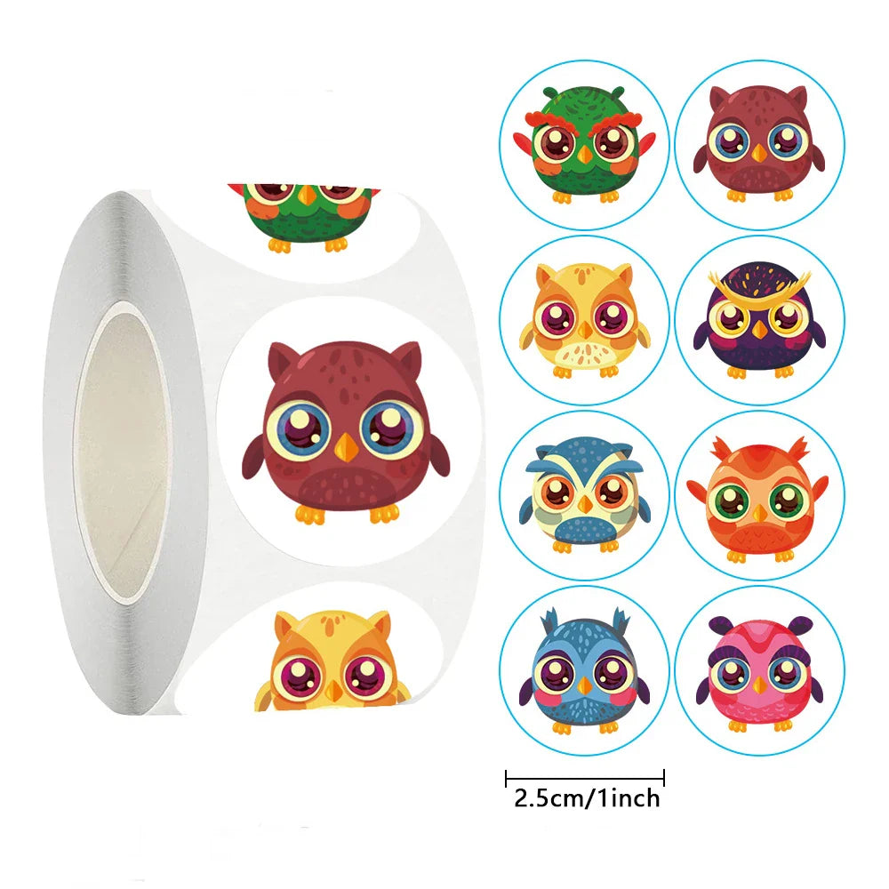 100-500pcs Owl Animal Sticker Reward Sticker Party DIY Gift Decoration Seal Label Children's Toys Office Stationery (ONLINE ORDER ONLY)
