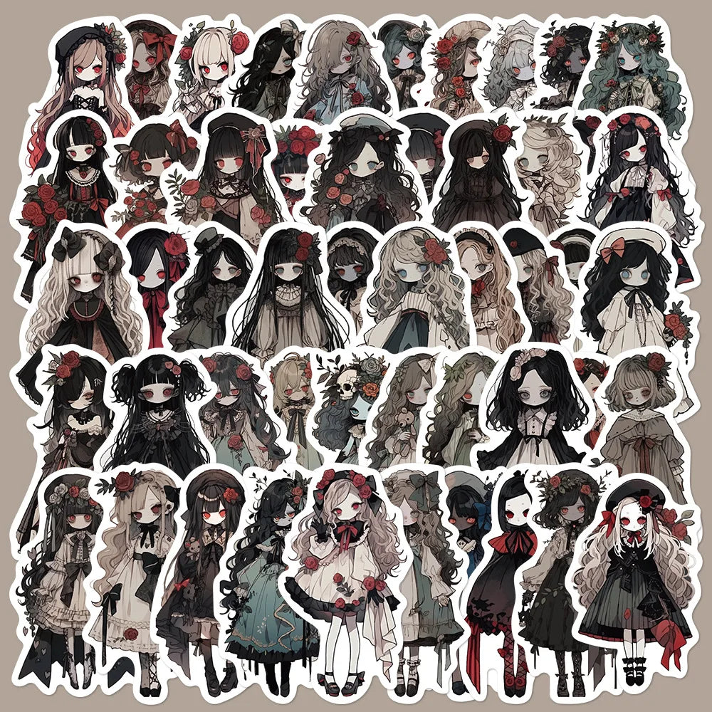 50Pcs Vampire Girl Graffiti Stickers for Helmet, Wall, DIY Decoration (ONLINE ORDER ONLY)