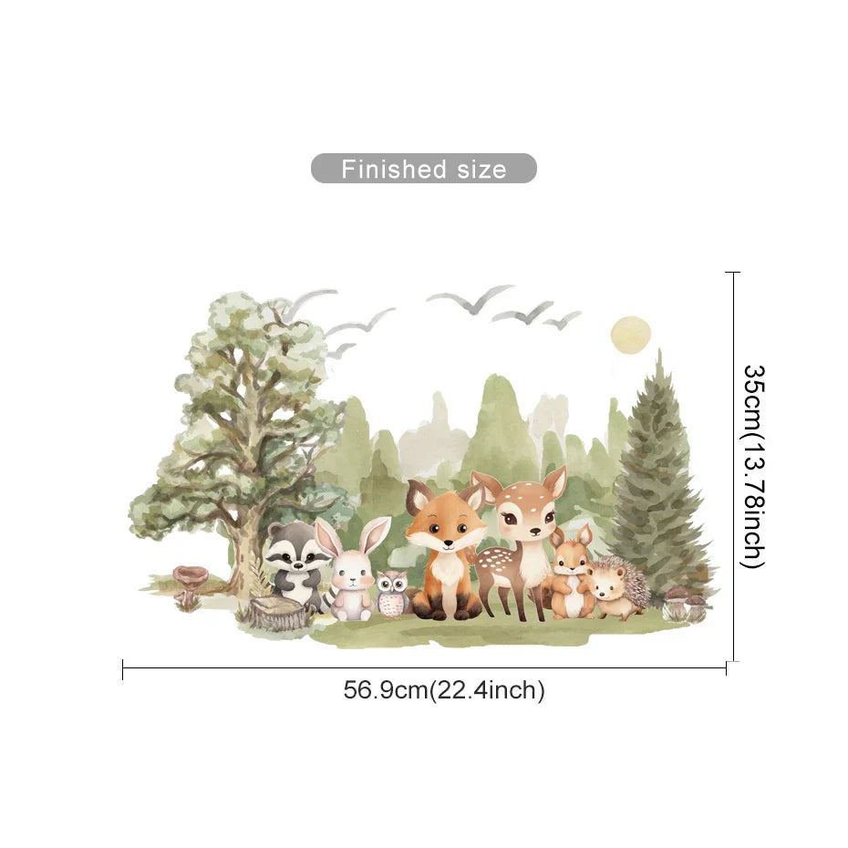 Cartoon Woodland Bear Deer Wall Sticker Kids Room Decor (ONLINE ORDER ONLY)