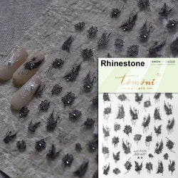 Charming Red Rose Phoenix Flower Wing Leaves Flower Feather Pearl Relief Embossed 5D Adhesive Nail Art Stickers Manicure Decals (ONLINE ORDER ONLY)